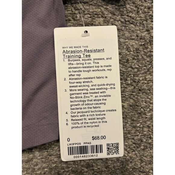 Lululemon Abrasion-Resistant Training Tee Size 0 Purple NWT - Picture 3 of 8